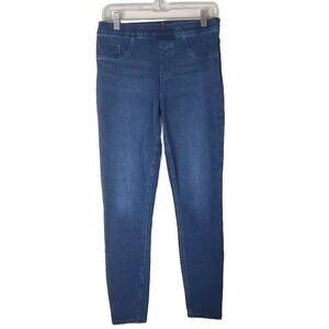 Spanx Jeanish Leggings Womens Medium Skinny Dark Wash Pull On Slimming High Rise